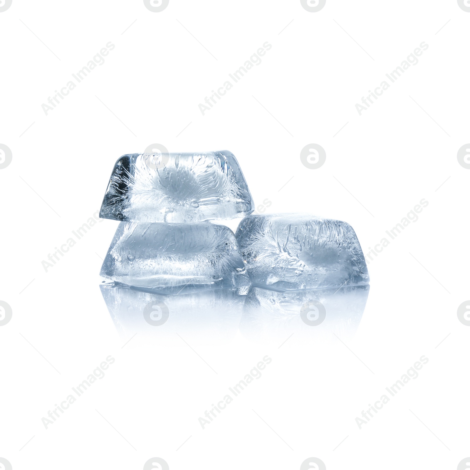 Photo of Crystal clear ice cubes isolated on white