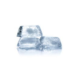 Photo of Crystal clear ice cubes isolated on white