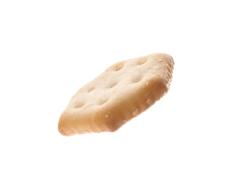 Photo of Crispy cracker isolated on white. Delicious snack