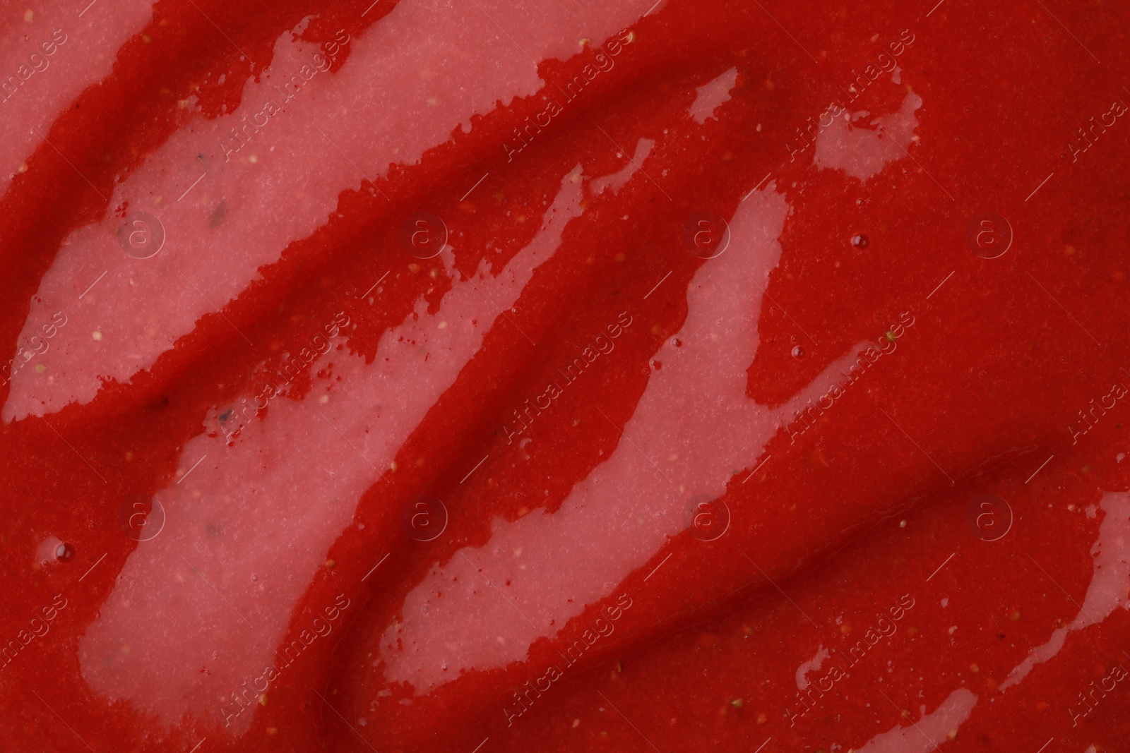Photo of Tasty fresh berry smoothie as background, top view