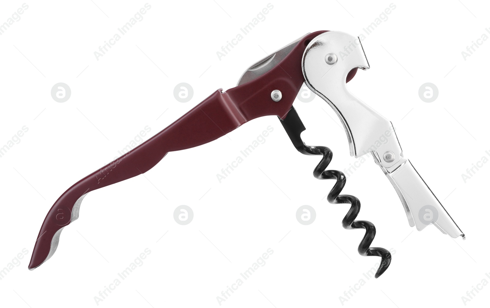 Photo of One corkscrew (sommelier knife) isolated on white