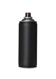 Photo of Can of black spray paint isolated on white. Graffiti supply