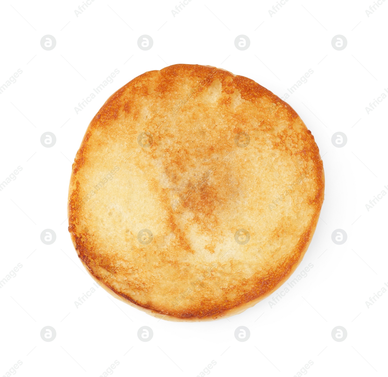 Photo of Half of grilled burger bun isolated on white, top view