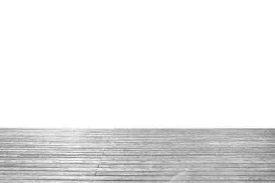 Image of Empty grey wooden surface isolated on white. Mockup for design