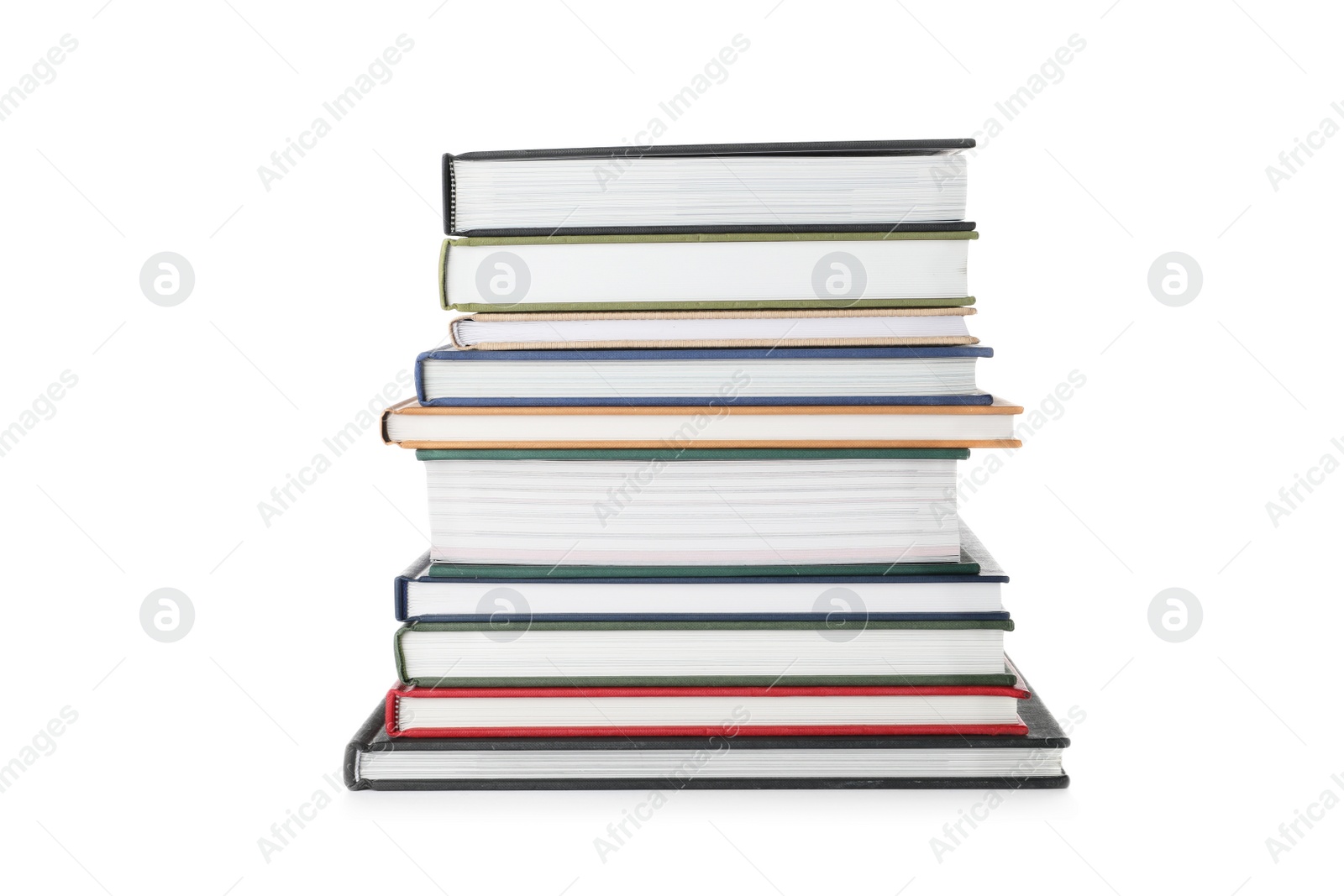 Photo of Stack of hardcover books on white background