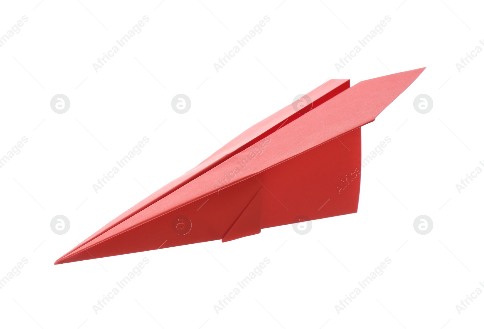 Photo of Handmade red paper plane isolated on white