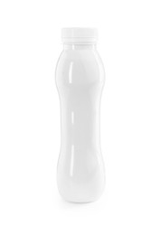 Photo of Tasty yogurt in bottle isolated on white