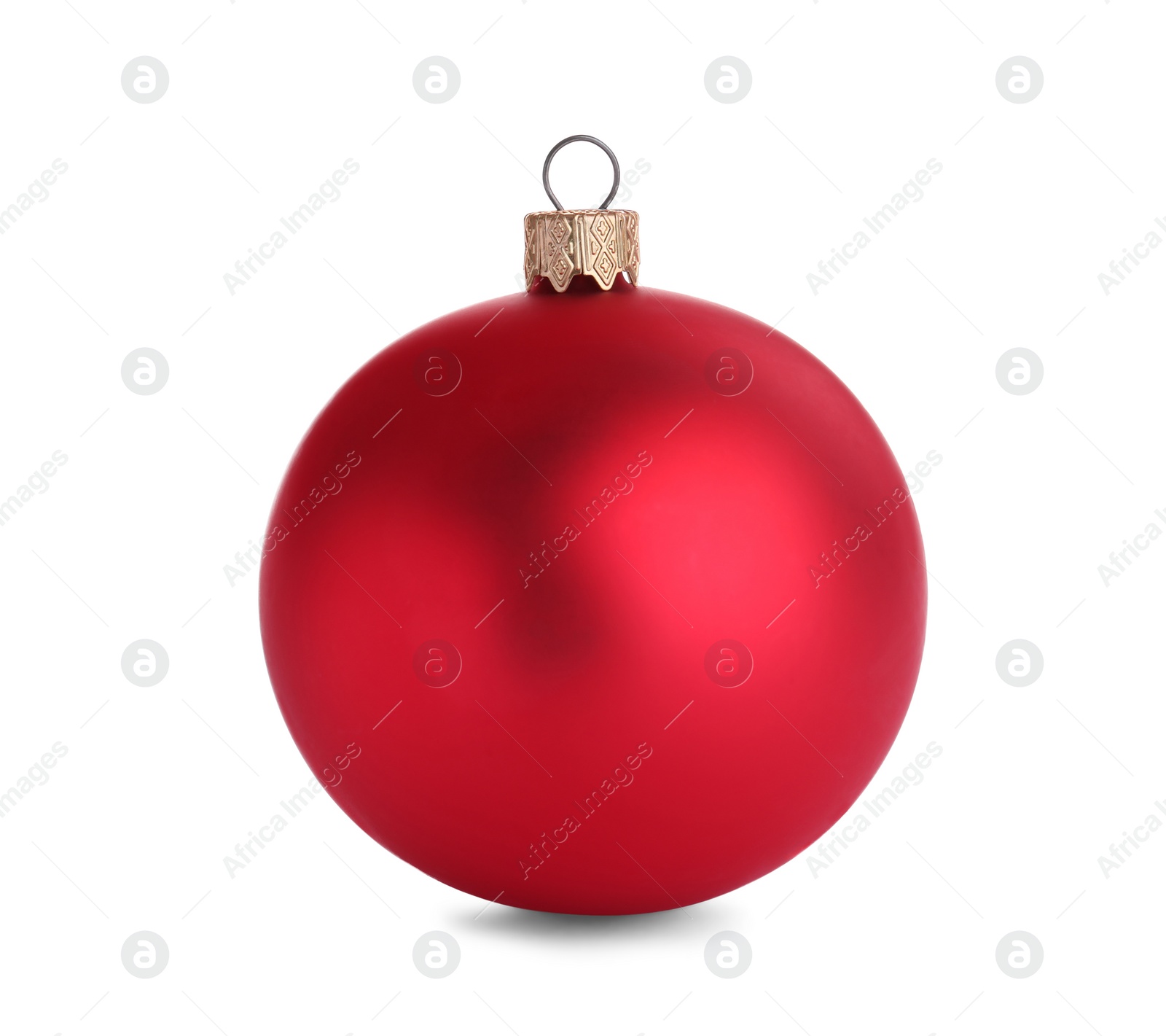 Photo of Beautiful red Christmas ball isolated on white