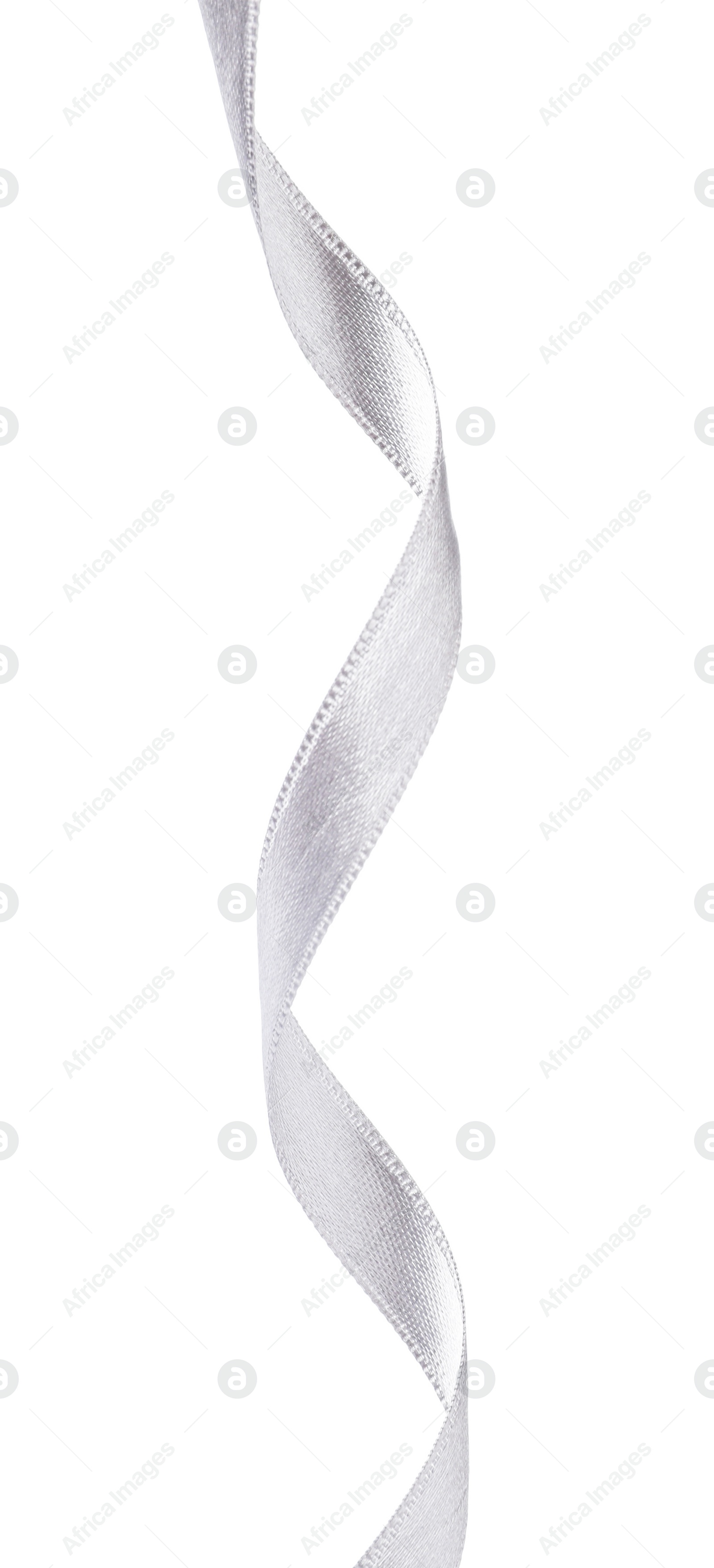 Image of One white satin ribbon isolated on white