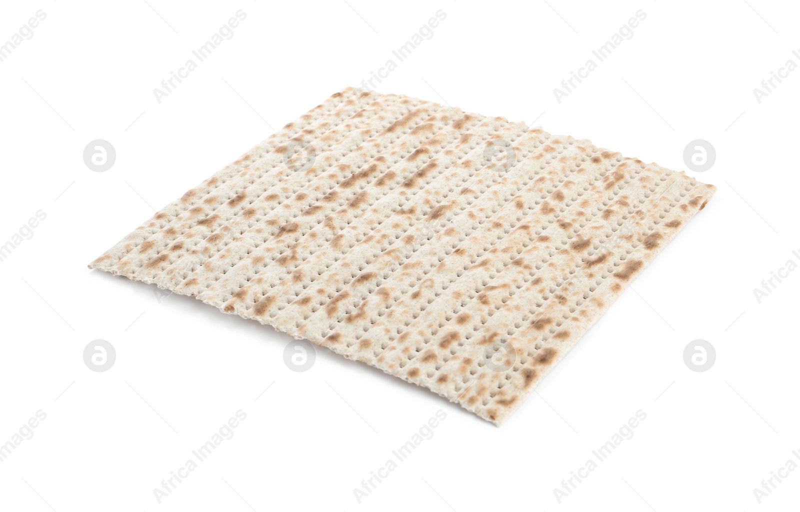 Photo of Passover matzo isolated on white. Pesach celebration