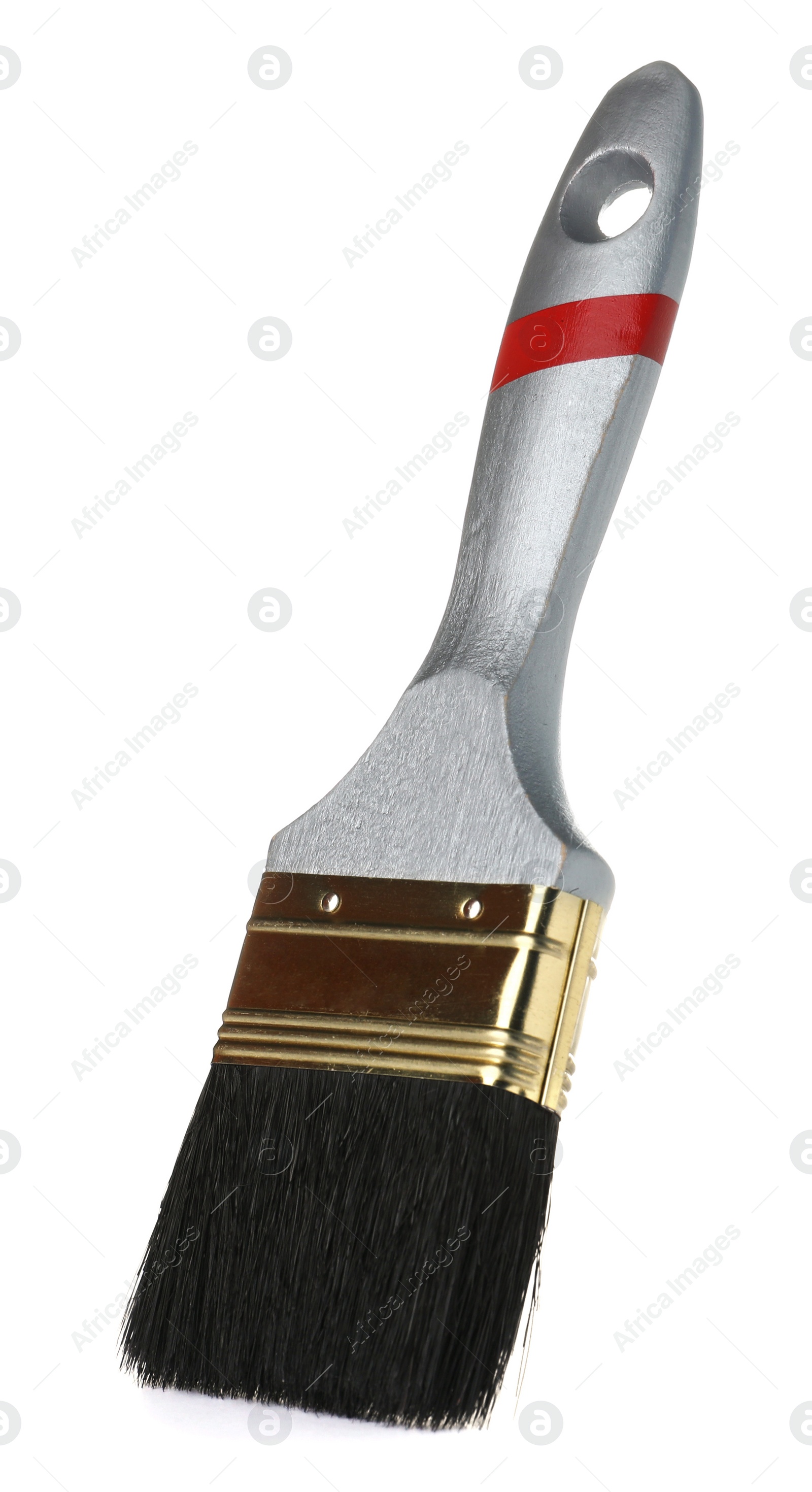 Photo of New paint brush on white background. Decorating tool
