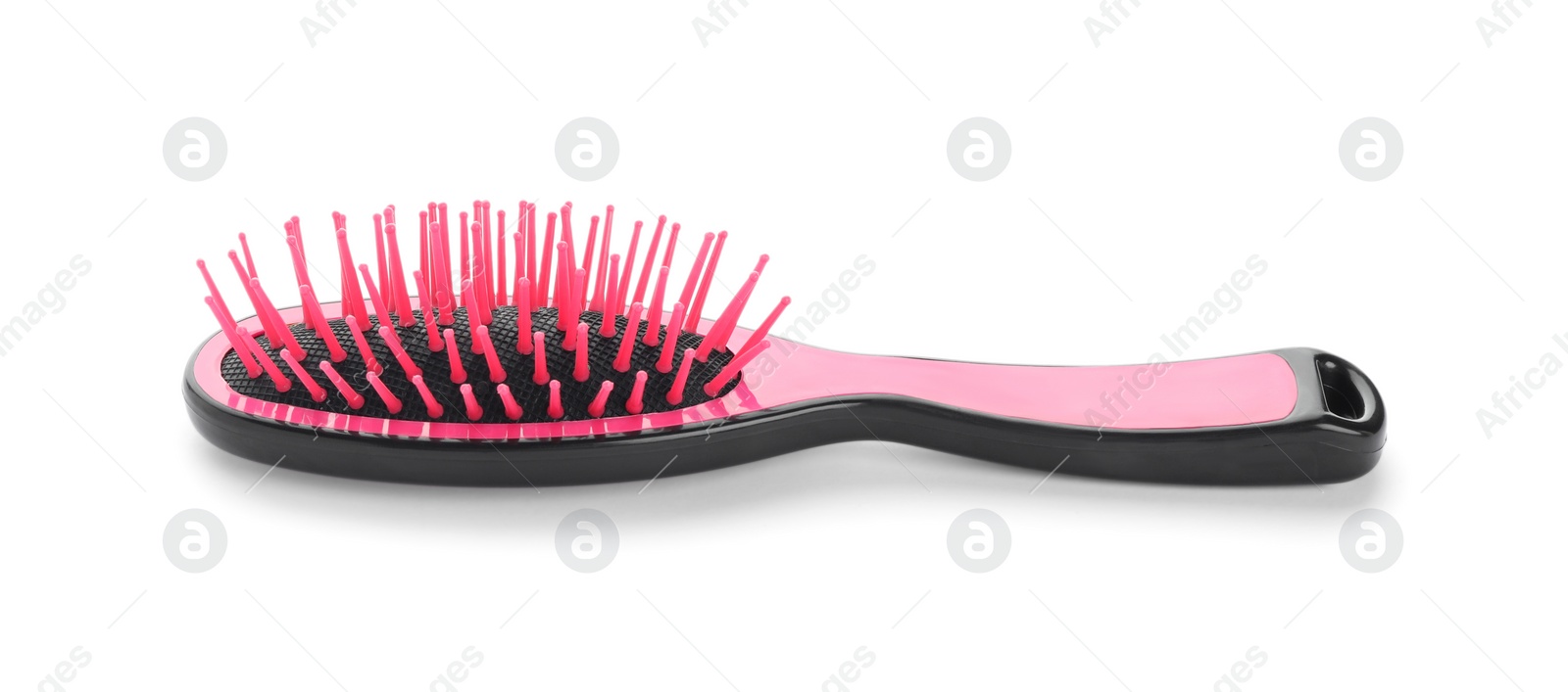 Photo of New modern hair brush isolated on white