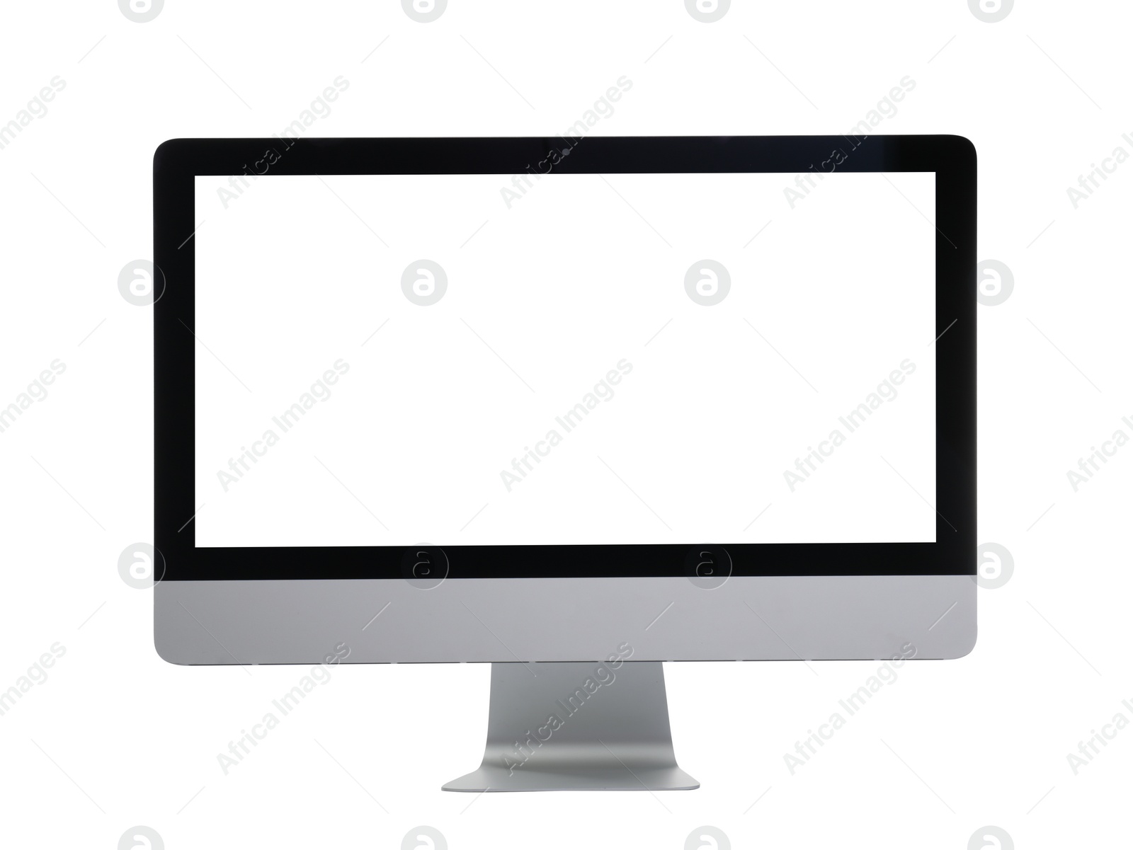 Photo of Modern computer with blank screen isolated on white