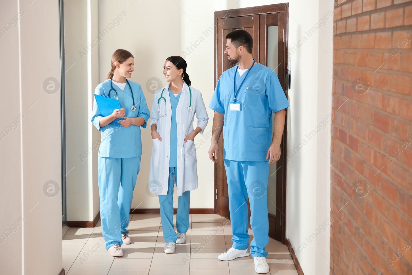 Photo of Group of doctors in hospital. Medical service