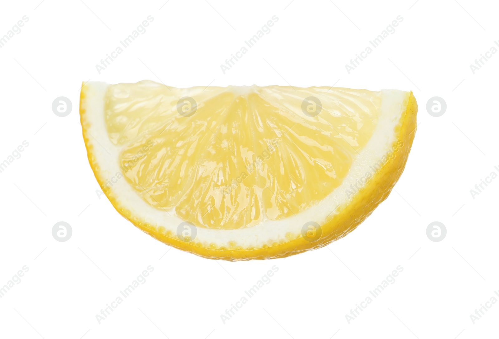 Photo of Slice of fresh lemon isolated on white