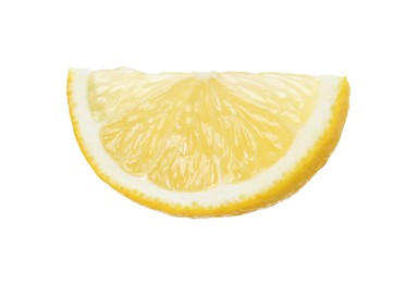 Photo of Slice of fresh lemon isolated on white