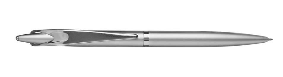 New stylish silver pen isolated on white