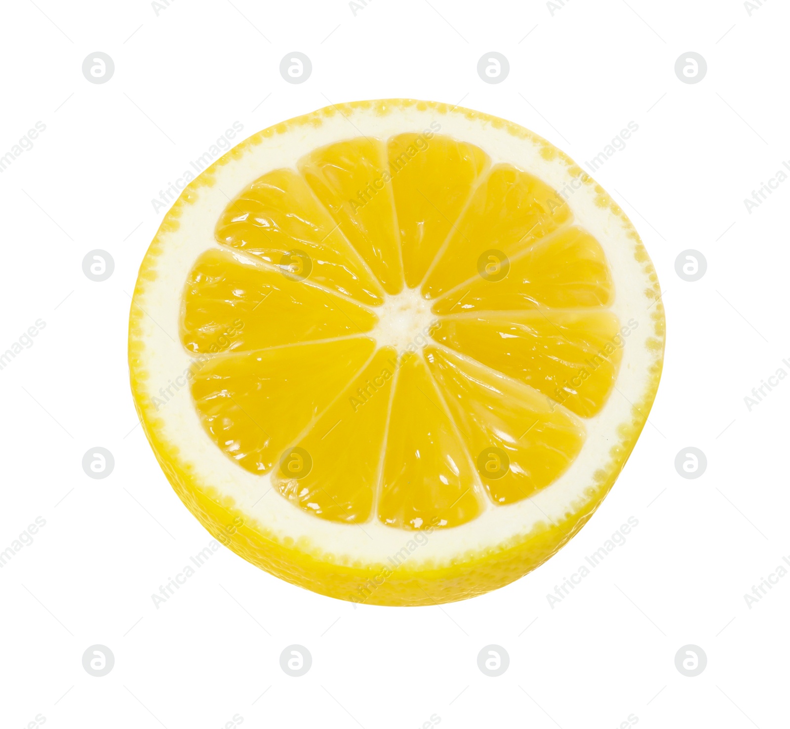 Photo of Fresh ripe lemon half isolated on white