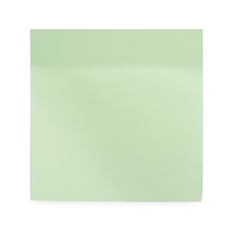 Photo of Blank light green sticky note on white background, top view