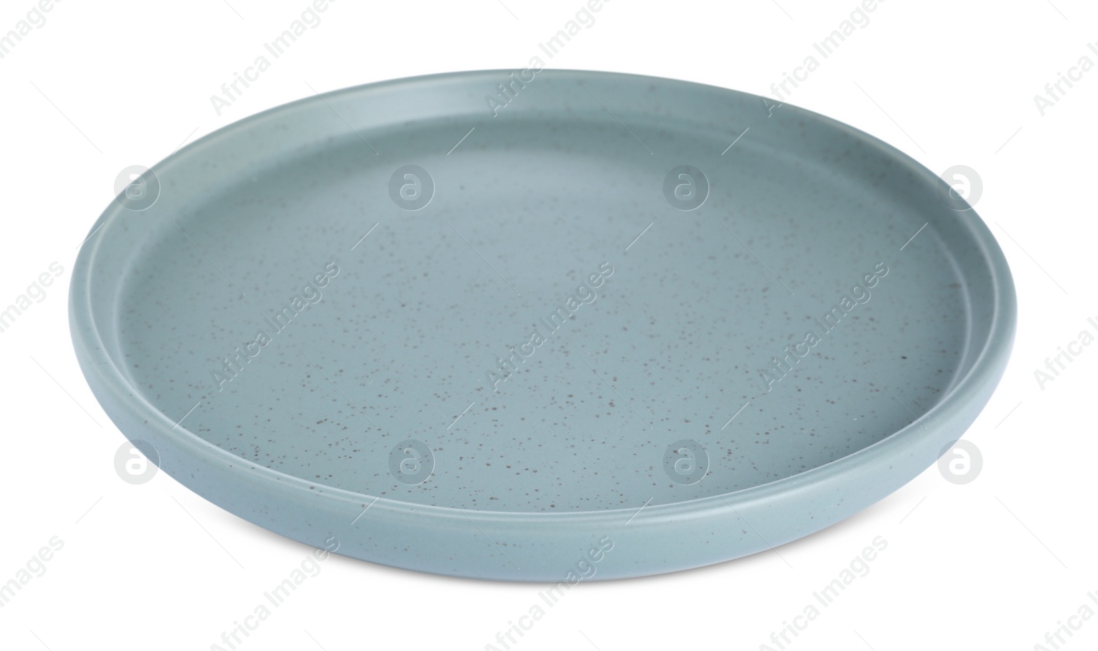 Photo of Empty color ceramic plate isolated on white