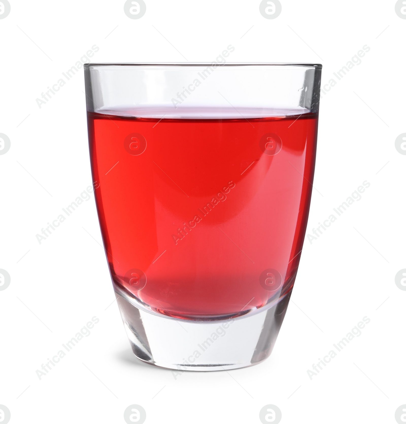 Photo of Tasty cranberry juice in glass isolated on white