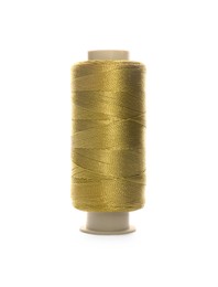 Photo of Spool of light olive sewing thread isolated on white