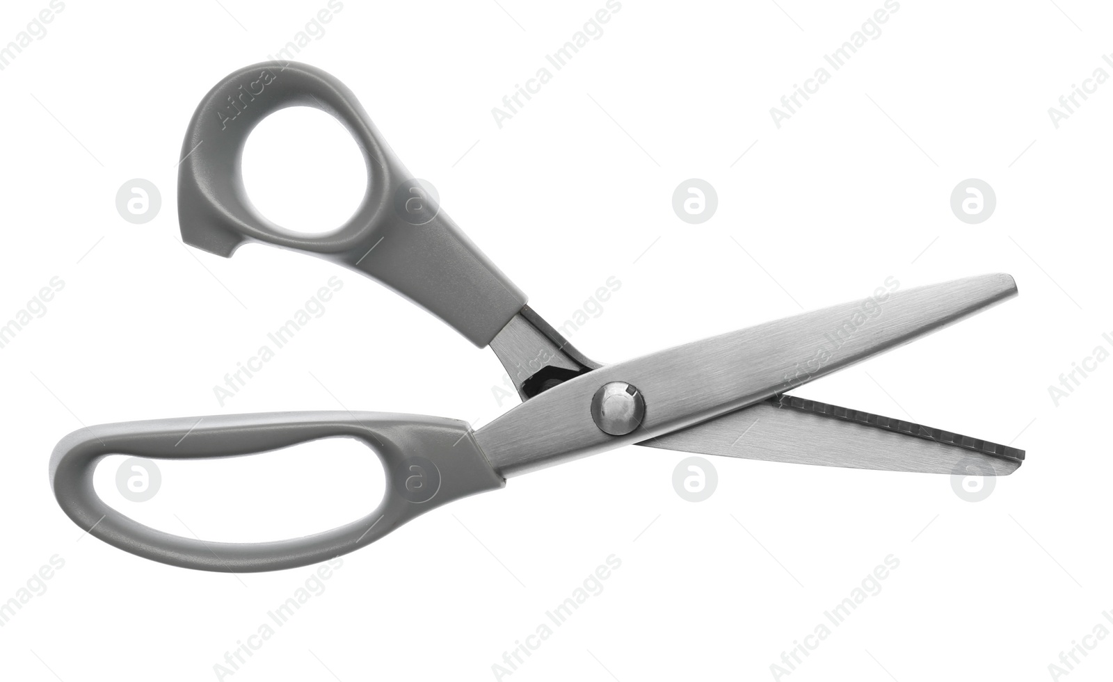 Photo of Sewing scissors isolated on white, top view