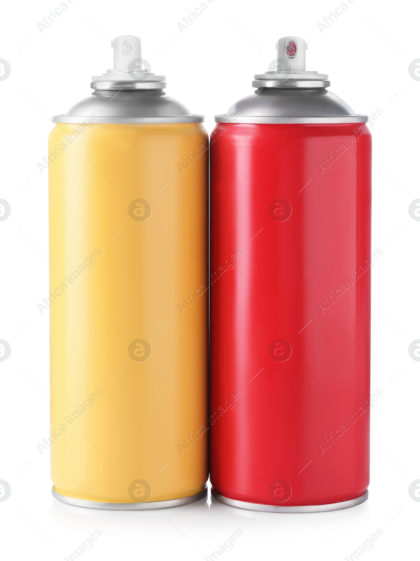 Photo of Two spray paint cans isolated on white