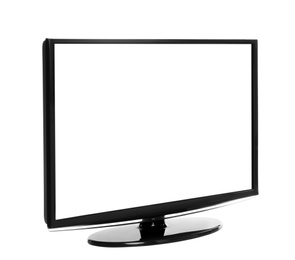 Image of Modern plasma TV on white background. Space for design