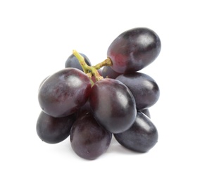 Photo of Delicious ripe purple grapes isolated on white