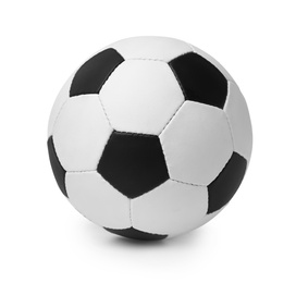 Photo of New soccer ball on white background. Football equipment