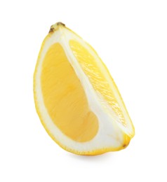 Photo of Piece of fresh lemon isolated on white