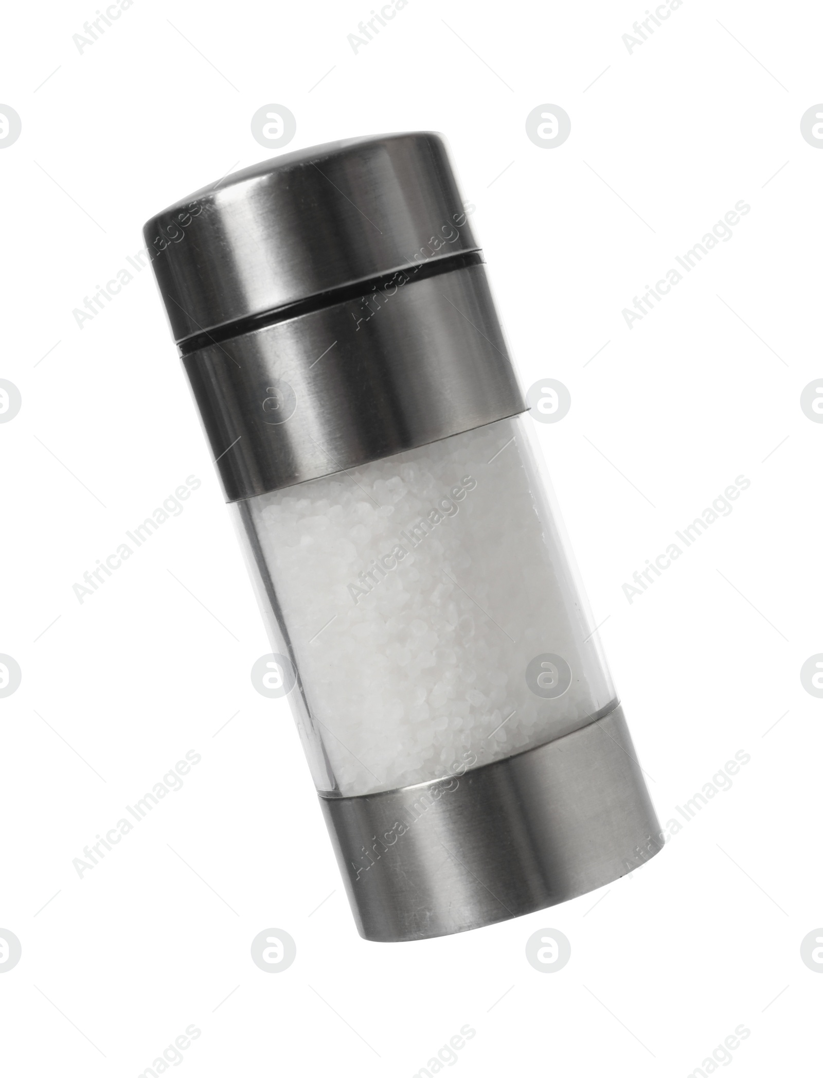 Photo of One shaker with salt isolated on white