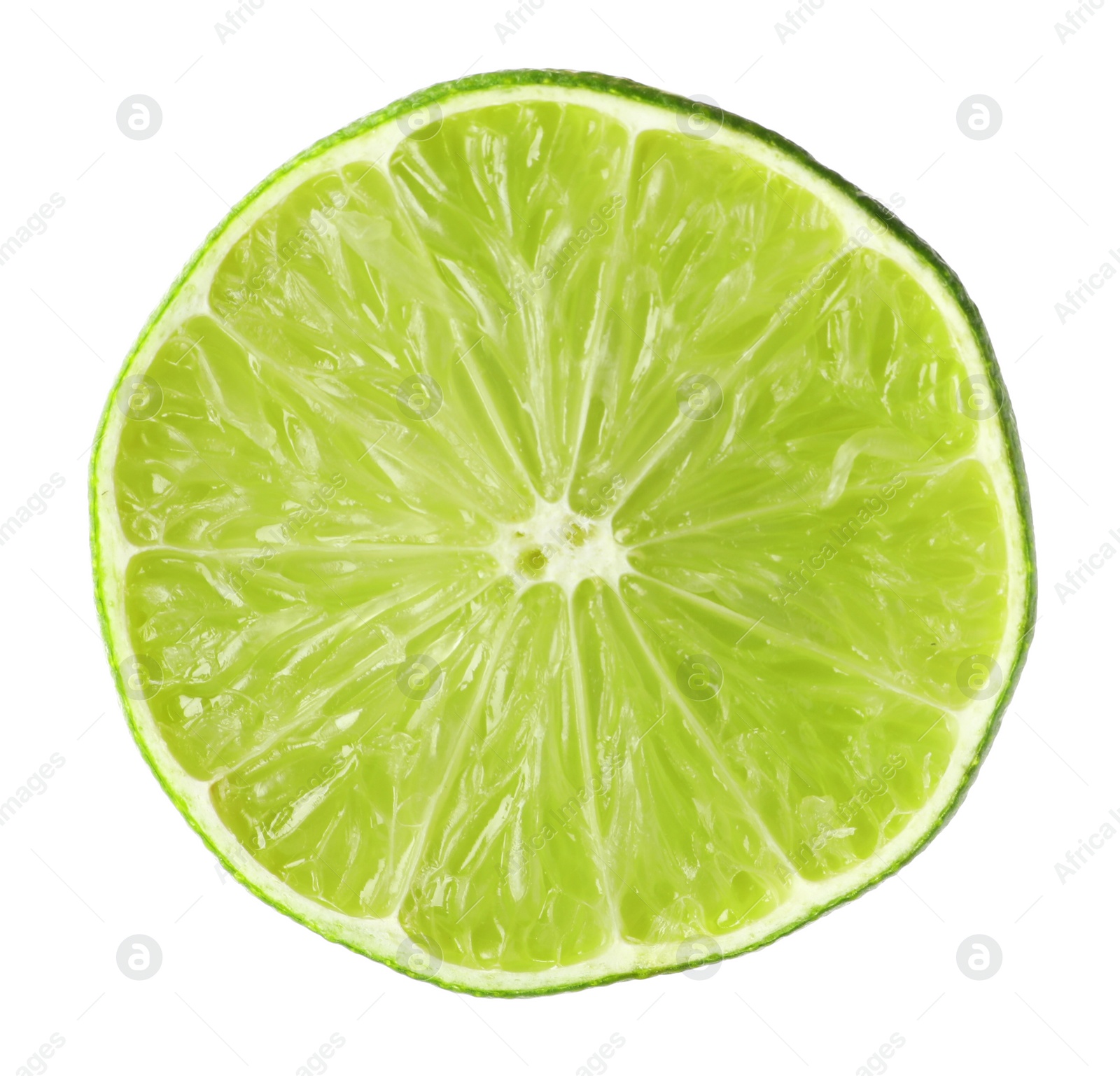 Photo of Slice of fresh green ripe lime isolated on white