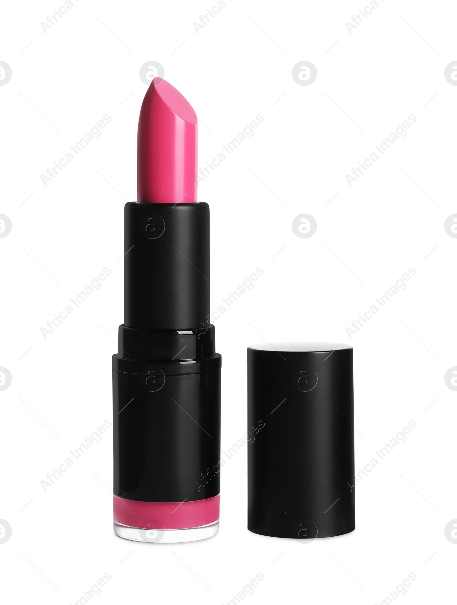 Photo of Bright lipstick on white background. Professional makeup product
