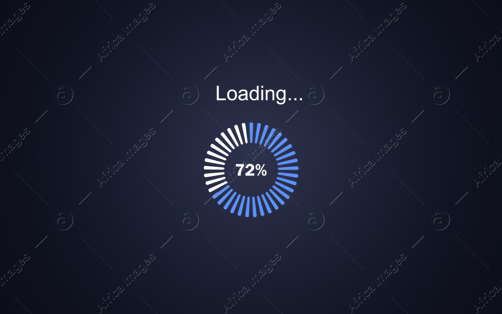 Image of Loading progress screen. Illustration on dark blue background