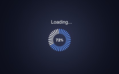 Loading progress screen. Illustration on dark blue background