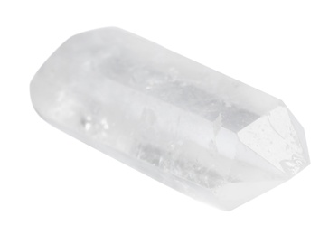 Beautiful rock crystal gemstone on white background