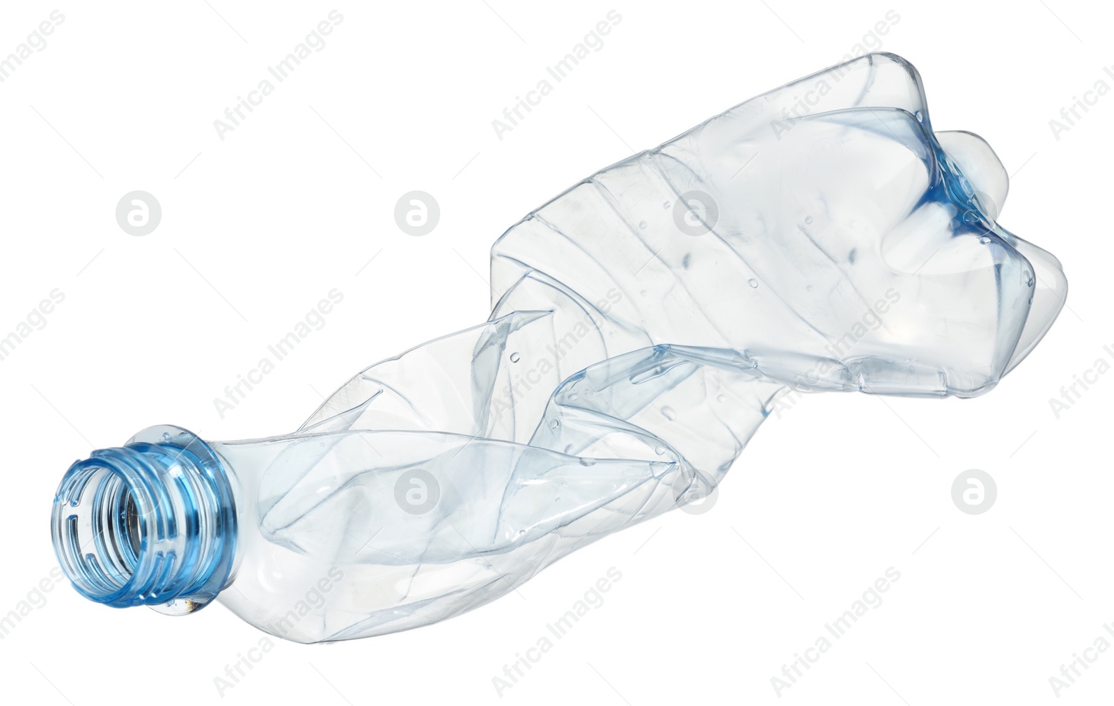 Photo of Crumpled disposable plastic bottle isolated on white