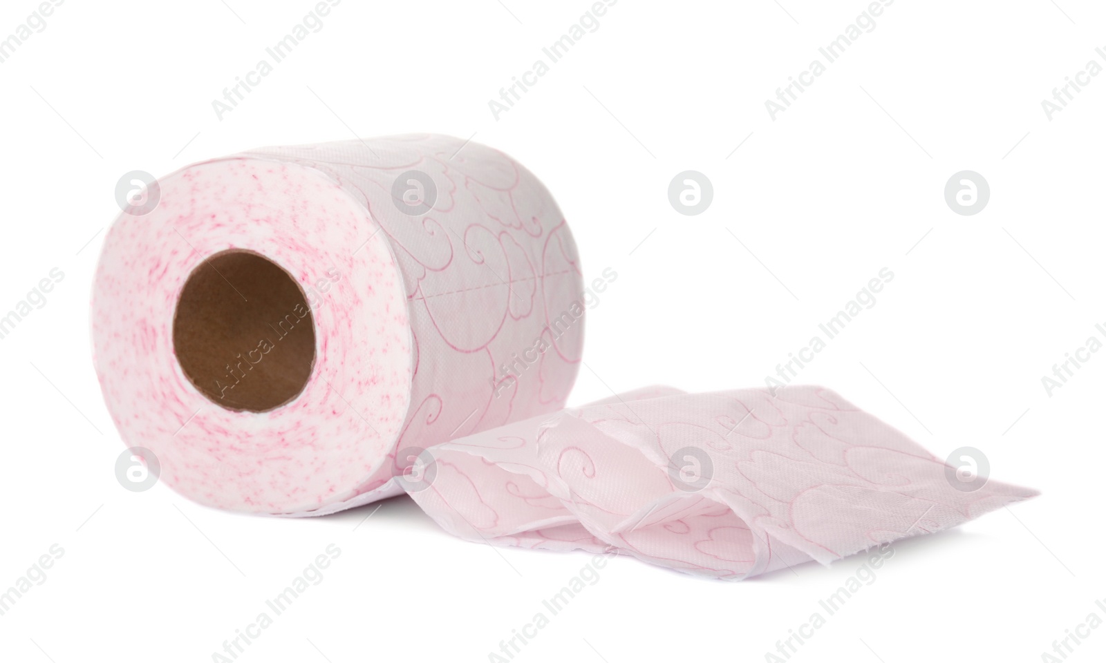 Photo of Color toilet paper roll on white background