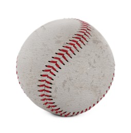Image of Old worn baseball ball on white background