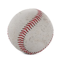 Old worn baseball ball on white background