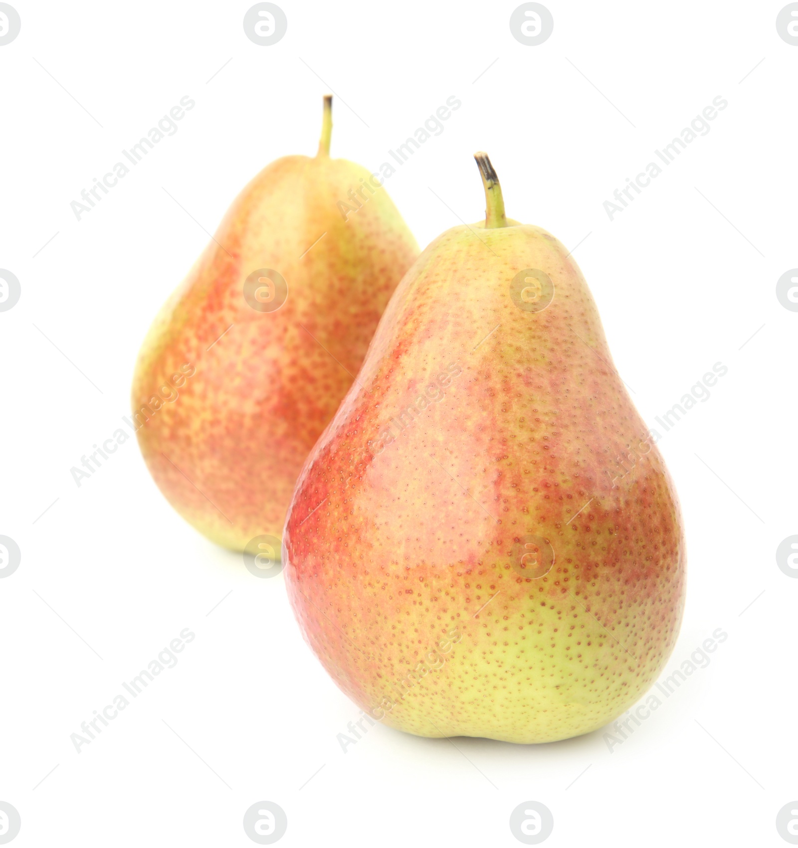 Photo of Ripe fresh juicy pears isolated on white