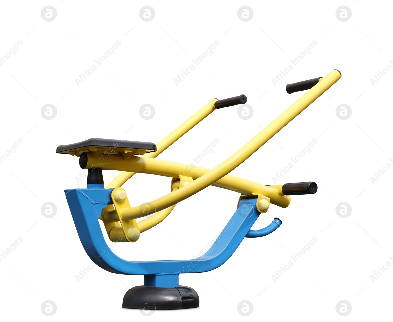 Image of Rowing machine isolated on white. Modern outdoor gym equipment