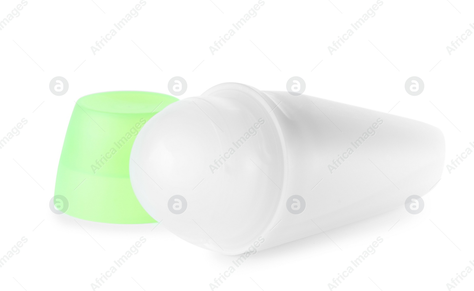 Photo of Open plastic deodorant container on white background