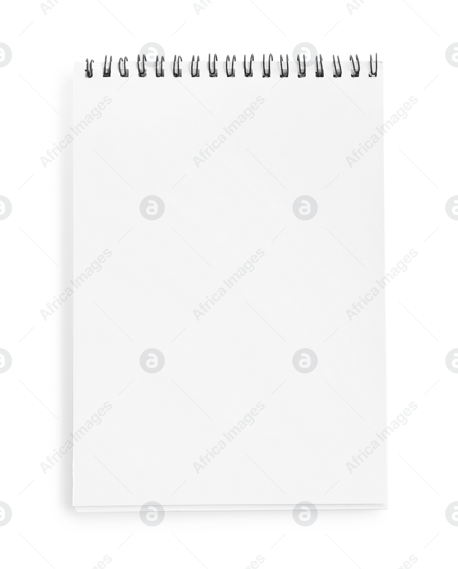 Photo of One notebook isolated on white, top view