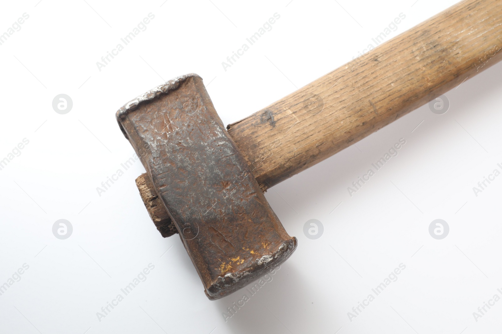 Photo of One sledgehammer isolated on white, top view. Manual tool