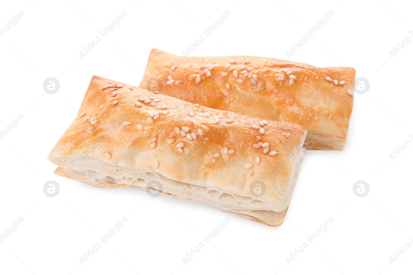 Photo of Delicious fresh puff pastries isolated on white