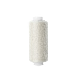 Spool of beige sewing thread isolated on white