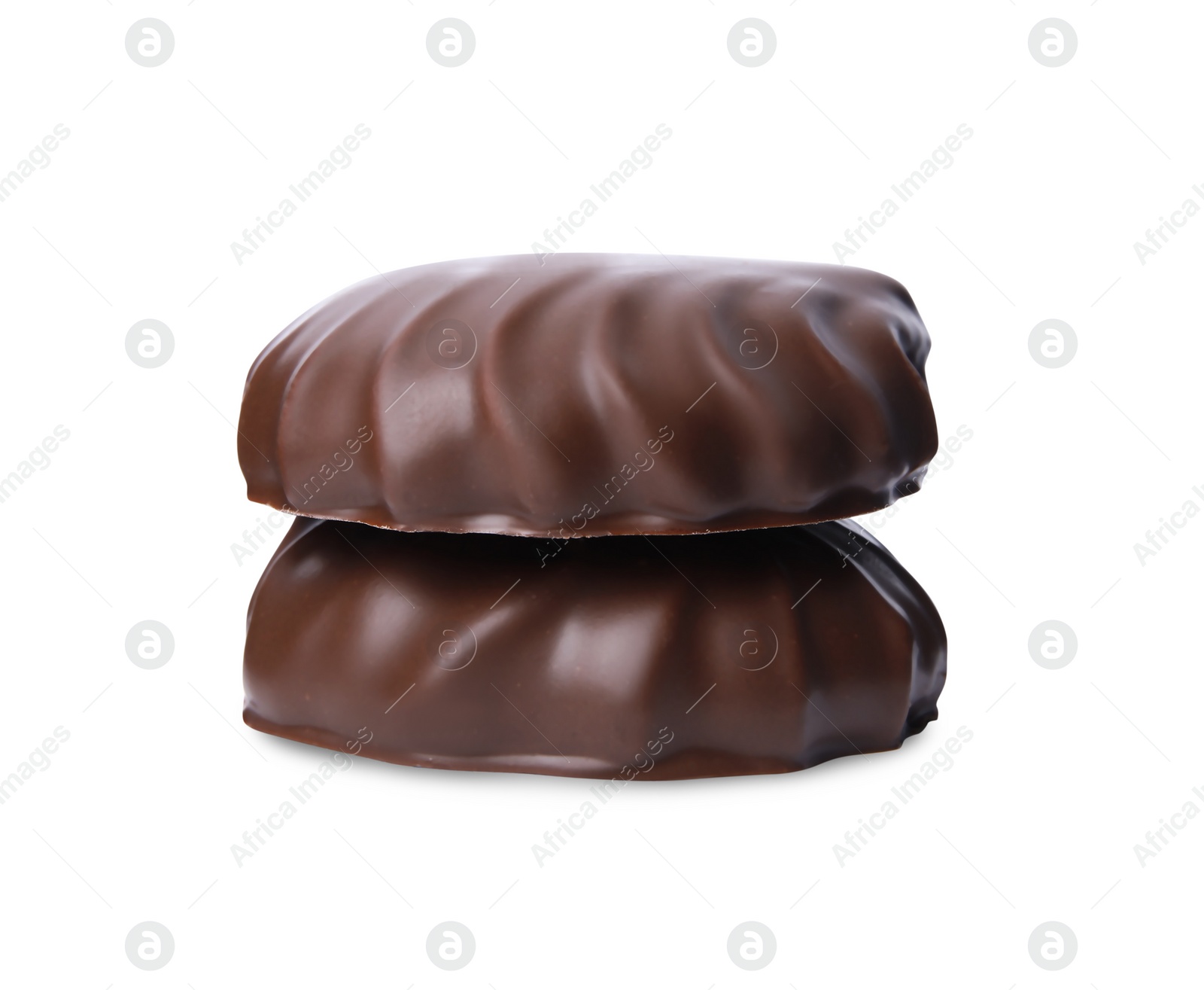 Photo of Delicious chocolate covered marshmallows isolated on white